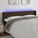 Tăblie de pat cu LED, maro, 183x16x78/88 cm, piele ecologică