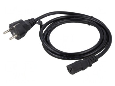 Cablu Alimentare Negru 3m 3x0.75mm2 CEE 7/7 la IEC C13 foto