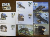 Falkland - pasari - vultur - serie 4 timbre MNH, 4 FDC, 4 maxime, fauna wwf