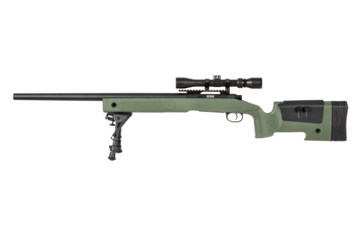 Replica sniper SA-S02 CORE cu luneta si bipod Specna Arms Olive