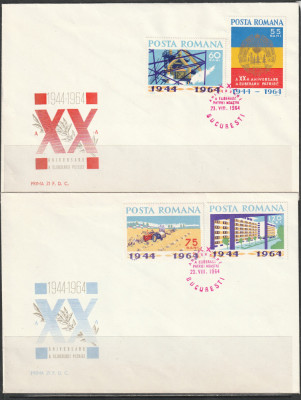 Romania 1964 - #587 A 20-a Aniversare a Eliberarii Patriei FDC 2v MNH foto