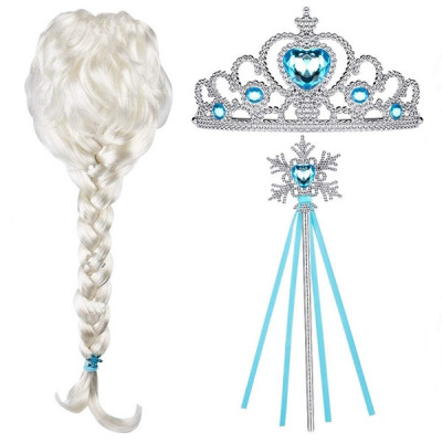 Set peruca, bagheta, diadema printesa Elsa Frozen, IdeallStore&amp;reg;, Halloween foto