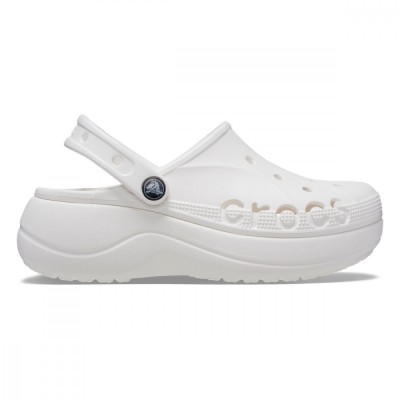 Saboți Crocs Baya Platform Clog Alb - White foto