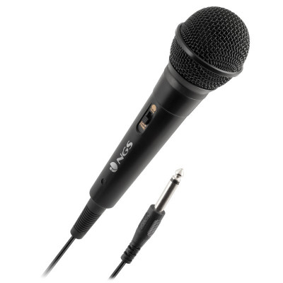 Microfon cu fir NGS Singer Metal, 3 m, jack 6.35 mm, Negru foto