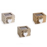 Cumpara ieftin Set 3 cutii pliculete ceai sticla lemn maro vintage 10 x 9,5 x 7 H