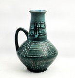 ulcior din ceramica glazurata CARSTENS Tonnieshof _ seria Ankara. decor mid century modern tonuri naturale de verde turcoaz Germania anii 1960