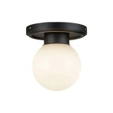 Cumpara ieftin Lustra cu un glob alb din sticla si corp negru, dulie E27, maxim 60W