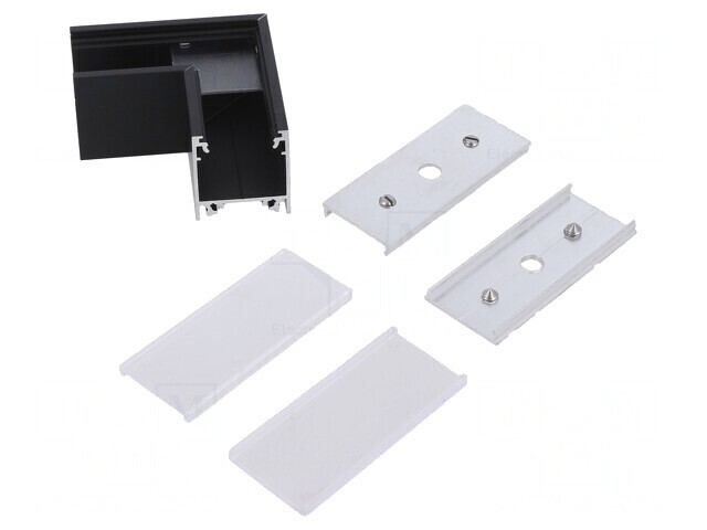 Conector 90&deg; Negru Aluminiu Policarbonat LINEA20