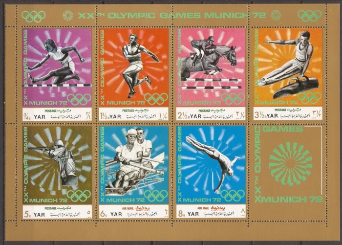 YEMEN 1971 SPORT J.O. DE VARA ( bloc dantelat) MNH YEMEN 1971 SPORT J.O. DE VARA ( bloc dantelat) MNH