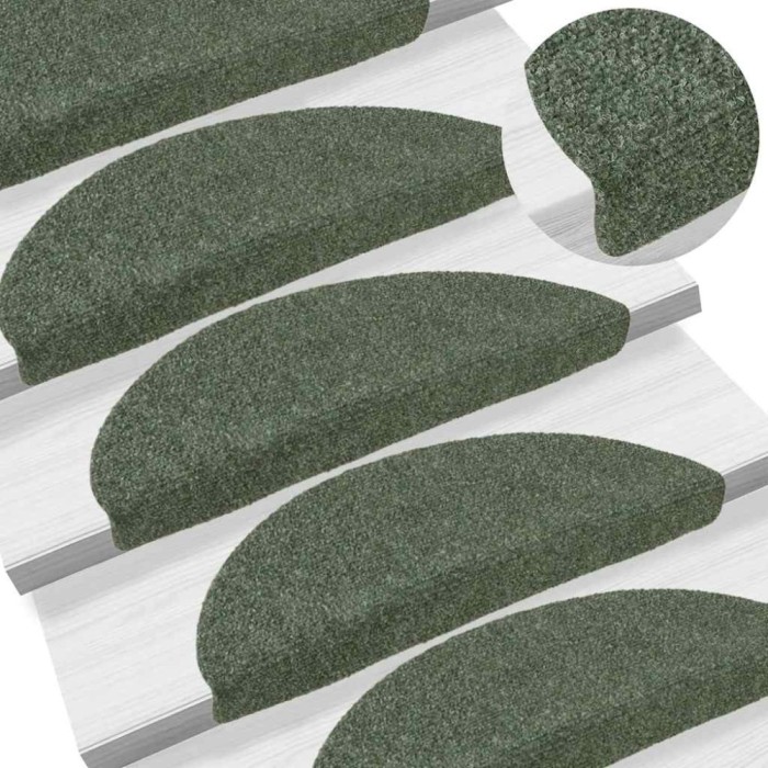 vidaXL Covorașe autoadezive pentru scări, 5 buc., 56x17x3 cm, verde, semirotunde