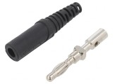 Mufă banană 4mm 32A neagră neizolată