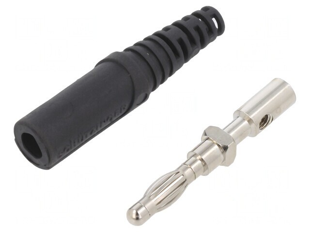 Mufă banană 4mm 32A neagră neizolată