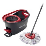 Mop Rotativ Vileda Turbo 3in1 Microfibra, Set Galeata cu Storcator, Rosu/Negru, Curatenie Interior