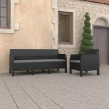 VidaXL Set mobilier de grădină cu perne, 2 piese, antracit, PP