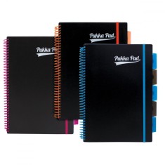 Caiet cu Spirala si Separatoare Pukka Pad PP Neon A4, 200 Pagini Dictando, Coperti PP, Roz Portocaliu Albastru