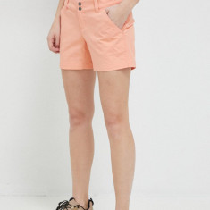 Columbia pantaloni scurți Saturday Trail femei, culoarea portocaliu, uni, medium waist 1533781