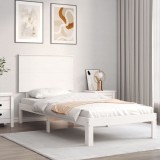 VidaXL Cadru de pat fără saltea, alb, 90x200 cm, lemn masiv pin