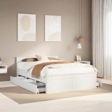 VidaXL Cadru pat fără saltea/cu tăblie, alb, 140x190cm, lemn masiv pin