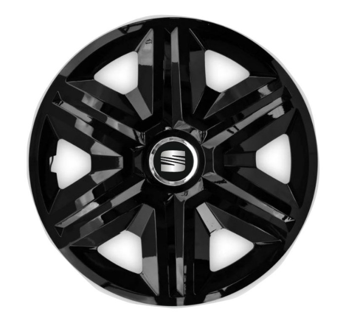 Set 4 capace roti hubcaps fast black R14 pentru gama auto Seat