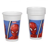 Set Pahare Plastic Marvel, Spiderman, Capacitate 200 ml, 6 Bucăți, Oem