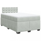 Cumpara ieftin Pat continental cu saltea, gri deschis, 120x200 cm, catifea