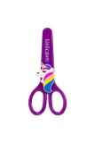 Cumpara ieftin Foarfeca Scoala, Model Unicorn 3D, Husa, Culoare Mov, 14 cm