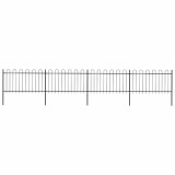 vidaXL Gard de grădină cu v&acirc;rf curbat, negru, 6,8 x 1 m, oțel