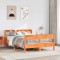 Gossi cadru pat fara saltea, maro ceruit, 135x190 cm, lemn masiv pin