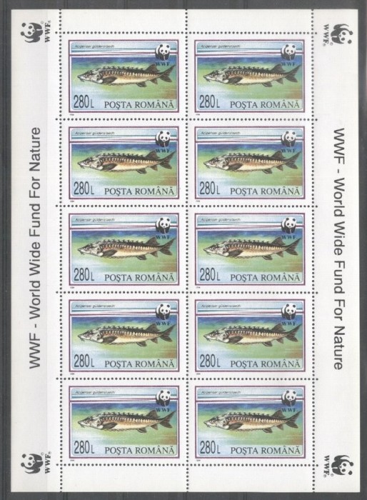 Romania 1994 WWF Fishes 280L perf. sheetlet MNH S.705
