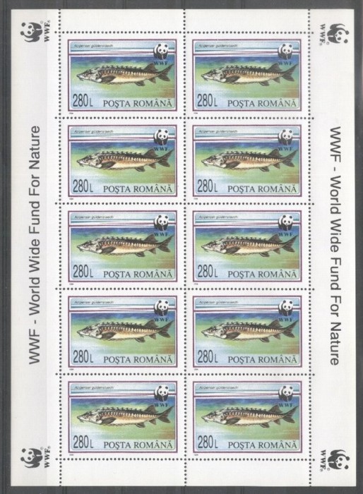 Romania 1994 WWF Fishes 280L perf. sheetlet MNH S.705