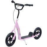 HOMCOM Trotinetă cu 2 Roți pentru Copii 5-12 Ani cu Fr&acirc;nă Posterioară și Ghidon Reglabil, Trotinetă din Oțel și Plastic, 120x52x80-88 cm, Roz | Aosom