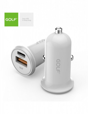 Alimentator incarcator auto 12-24V la 1x USB QC +1x 3A FastCharge USB Type C PD alb GF-C7 Golf foto