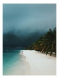 Tablou Canvas, "Furtună aproape de paradis tropical", Ocean, Nisip, Palmieri, Cer, &Icirc;ntunecare, Apus, Natură, Pustiu, Calm, Aventura, 26 x 39 cm, CMCLA