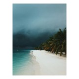 Tablou Canvas, "Furtună aproape de paradis tropical", Ocean, Nisip, Palmieri, Cer, &Icirc;ntunecare, Apus, Natură, Pustiu, Calm, Aventura, 26 x 39 cm, CMCLA
