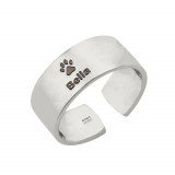 Paw Lover - Inel reglabil personalizat labuta si nume din argint 925