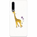 Husa silicon pentru Huawei P30, Rollerskating Girafe Illustration