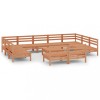 Set mobilier de gradina, 12 piese, maro miere, lemn masiv pin