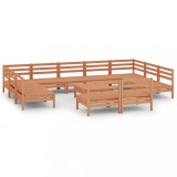 Set mobilier de gradina, 12 piese, maro miere, lemn masiv pin
