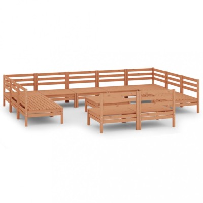 Set mobilier de gradina, 12 piese, maro miere, lemn masiv pin foto