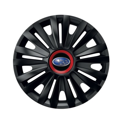 Set 4 capace roti Negre Cu Inel Rosu Royal R14 pentru gama auto Subaru foto