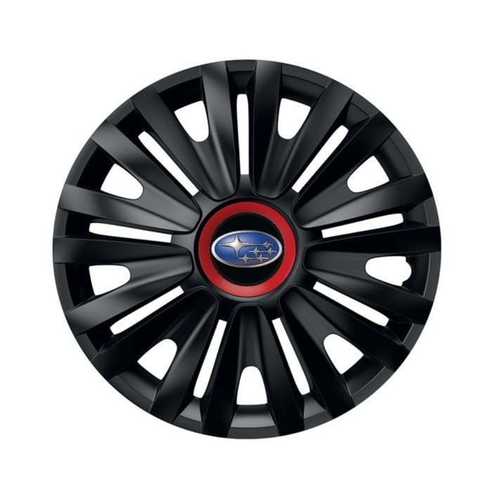 Set 4 capace roti Negre Cu Inel Rosu Royal R14 pentru gama auto Subaru