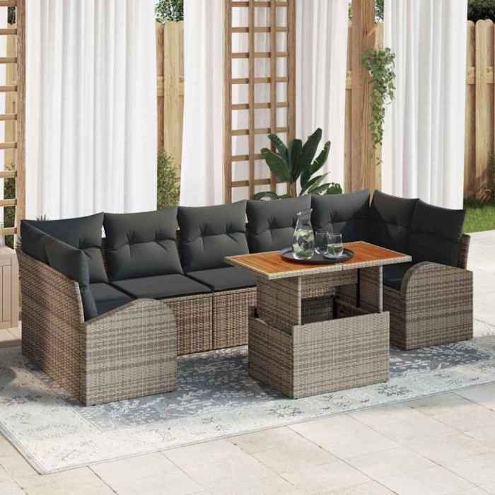 vidaXL Set de canapele pentru grădină 8 pcs Gri 100 x 55 x 73 cm 3349551