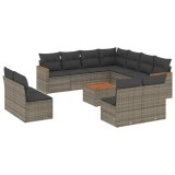 Cumpara ieftin Set canapea de gradina cu perne, 12 piese, gri, poliratan