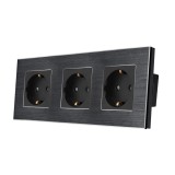Cumpara ieftin Priza tripla LUXION cu rama din aluminiu, negru elegant