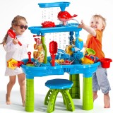 Masuta de nisip si apa cu scaun si accesorii etajata Whale Tower, Oem