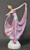 Dansatoare din portelan in rochie roz - Art Deco - atelier Germania anii 1920 - 1930