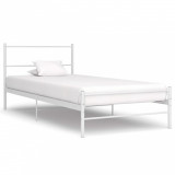Cadru de pat, alb, 100 x 200 cm, metal, Cires, Dublu, Cu polite semirotunde, vidaXL