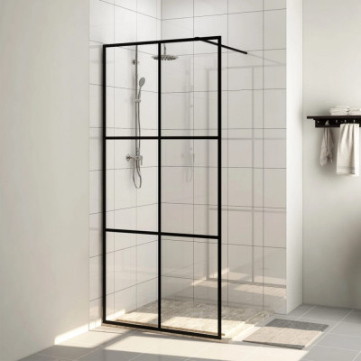 vidaXL Paravan de duș walk-in negru 80x195 cm sticlă ESG transparentă foto