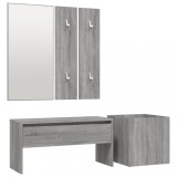 Cumpara ieftin Set de mobilier pentru hol, gri sonoma, lemn prelucrat
