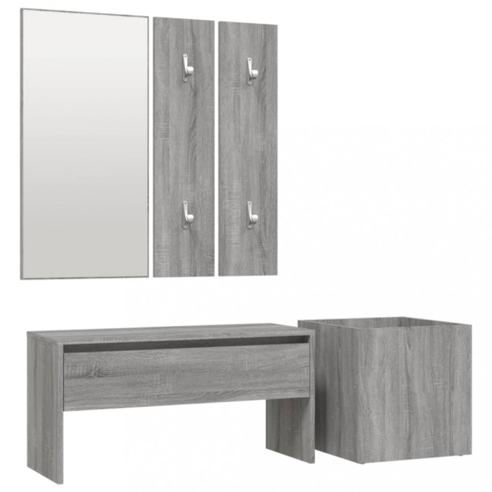 Set de mobilier pentru hol, gri sonoma, lemn prelucrat